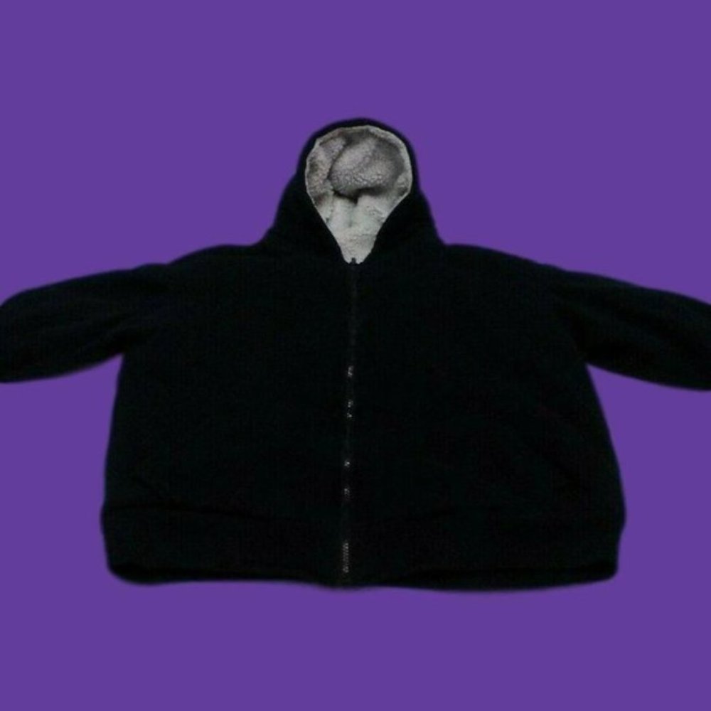 Michelle-Louise Jacket (M) Navy Winter Lined Draw-String Hooded Zip-Up